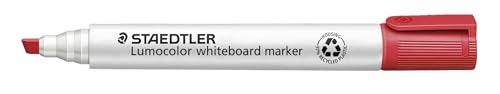 STAEDTLER Whiteboard Marker Lumocolor, rot, trocken und rückstandsfrei abwischbar, Keilspitze ca. 2 oder 5 mm, hohe Qualität Made in Germany, 10 rote Marker, 351 B-2 von Staedtler
