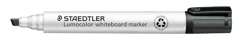 STAEDTLER Whiteboard Marker Lumocolor, schwarz, trocken und rückstandsfrei abwischbar, Keilspitze ca. 2 oder 5 mm, hohe Qualität Made in Germany, 10 schwarze Marker, 351 B-9 von Staedtler