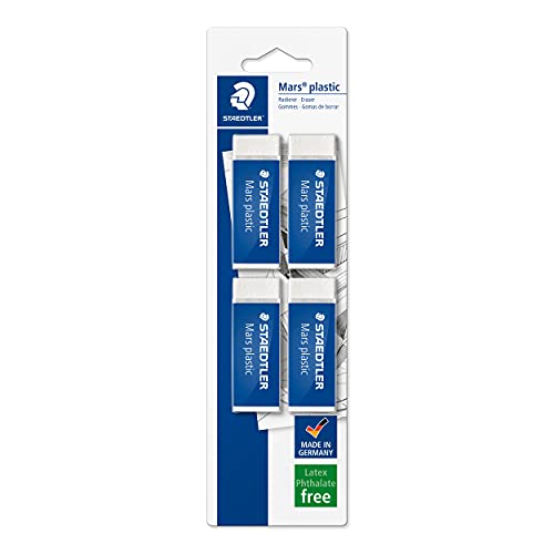 STAEDTLER Mars 52650BK4DA plastic Radiergummi, 4 Stück im Set, Premium-Qualität, geringe Krümelbildung, erstklassige Radierergebnisse, kein Abfärben, absolut alterungsbeständig STAEDTLER Mars 52650BK4DA plastic Radiergummi, 4 Stück im Set, Premium-Qualität, geringe Krümelbildung, erstklassige Radierergebnisse, kein Abfärben, absolut alterungsbeständig von Staedtler
