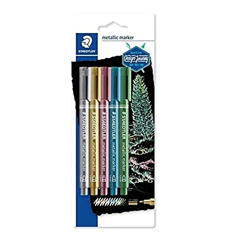 STAEDTLER Metallic Marker, für deckendes Schreiben und Dekorieren, Hohe Qualität, 5 Farben inklusive Gold und Silber, 8323-S BK5 STAEDTLER Metallic Marker, für deckendes Schreiben und Dekorieren, Hohe Qualität, 5 Farben inklusive Gold und Silber, 8323-S BK5 von Staedtler