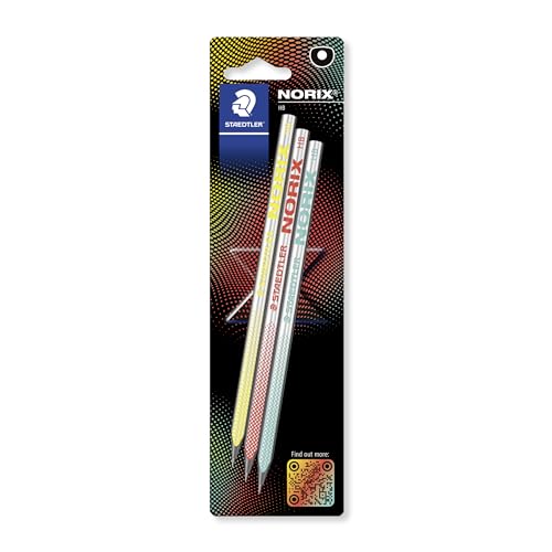 STAEDTLER NORIX 181 Bleistift, Made from Upcycled Wood, einzigartige Form, Blisterkarte mit 3 Bleistiften in sortierten Farben, 181-HBBK3 von STAEDTLER