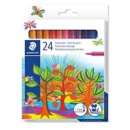 STAEDTLER Noris Club Fasermaler, rund, circa 1,0 mm, Set mit 24 brillanten Farben, 325 C24 von Noris Club