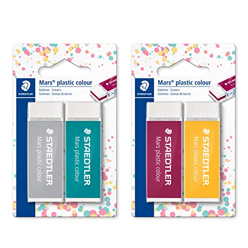 STAEDTLER Radierer Mars plastic colour, geringe Krümelbildung, Phthalat- und latexfrei, Blisterkarte mit 2 Radierer, 52650E1BK2 STAEDTLER Radierer Mars plastic colour, geringe Krümelbildung, Phthalat- und latexfrei, Blisterkarte mit 2 Radierer, 52650E1BK2 von Staedtler