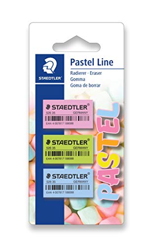 STAEDTLER Radierer Pastel Line in Pastell-Farben (Blisterkarte mit 3 Radiergummis, 52635PBK3 ST) von Staedtler