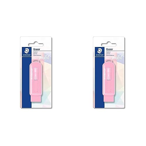 STAEDTLER Radierer in schönen Pastell-Farben, mit praktischer Kunststoffhülse, farbig sortiert, 525 PSBKPA (Packung mit 2) von Staedtler