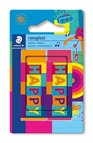 STAEDTLER Radiergummi rasoplast, sehr gute Radierergebnisse, phthalat- und latexfrei, geringe Krümelbildung, in bekannter rasoplast Qualität, 2 Radierer in sortierten Farben, 526B2BK2HA von STAEDTLER
