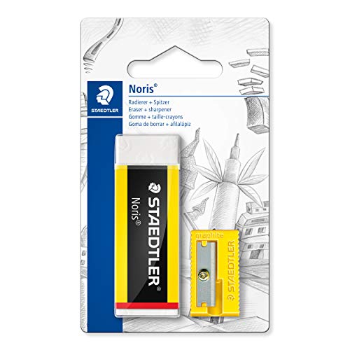 STAEDTLER Radiergummi und Spitzer Set Noris, geringe Krümelbildung, phthalat- und latexfrei, für normale Stifte bis 8,2 mm Ø, Radierer und Spitzer auf Blisterkarte, 526 N-S1BK STAEDTLER Radiergummi und Spitzer Set Noris, geringe Krümelbildung, phthalat- und latexfrei, für normale Stifte bis 8,2 mm Ø, Radierer und Spitzer auf Blisterkarte, 526 N-S1BK von STAEDTLER