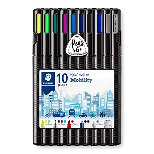 STAEDTLER Schreibset triplus multi set Mobility, enthält Kugelschreiber, Druckbleistift, verschiedene Marker und Lineal, 10 ausgewählte Schreibgeräte in aufstellbarer STAEDTLER Box, 34 SB10MS von Staedtler