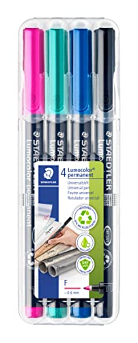 STAEDTLER permanenter Universalstift Lumocolor, wisch- und wasserfest, sekundenschnell trocken, F-Spitze - Linienbreite 0,6 mm, 4 Marker in brillanten Farben, 318 WP4-1 STAEDTLER permanenter Universalstift Lumocolor, wisch- und wasserfest, sekundenschnell trocken, F-Spitze - Linienbreite 0,6 mm, 4 Marker in brillanten Farben, 318 WP4-1 von STAEDTLER