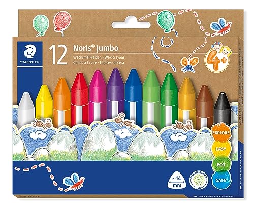 STAEDTLER Wachsmalkreide Noris junior, besonders dicke Mine und ergonomische Dreikantform für entspanntes Malen, 12 Kreiden in leuchtenden Farben im Kartonetui, 228 14 C12 STAEDTLER Wachsmalkreide Noris junior, besonders dicke Mine und ergonomische Dreikantform für entspanntes Malen, 12 Kreiden in leuchtenden Farben im Kartonetui, 228 14 C12 von Staedtler