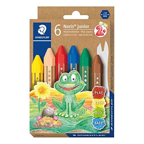 STAEDTLER Wachsmalkreide Noris junior 224, perfekt für kleine Kinderhände, extra bruchsicher, Etui mit 6 Farben, 224 C6 STAEDTLER Wachsmalkreide Noris junior 224, perfekt für kleine Kinderhände, extra bruchsicher, Etui mit 6 Farben, 224 C6 von Staedtler