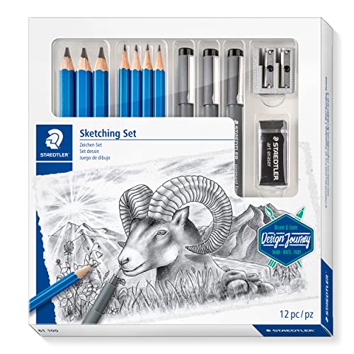 STAEDTLER Zeichen Set, Komplett-Set mit 4 Premium Bleistiften, 3 Premium Jumbo-Bleistiften, 3 schwarzen Finelinern, 1 Radierer, 1 Doppel-Spitzer und Step-by-Step Anleitungen, 61 100 STAEDTLER Zeichen Set, Komplett-Set mit 4 Premium Bleistiften, 3 Premium Jumbo-Bleistiften, 3 schwarzen Finelinern, 1 Radierer, 1 Doppel-Spitzer und Step-by-Step Anleitungen, 61 100 von Staedtler