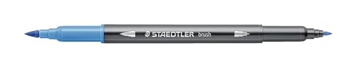 STAEDTLER aquarell Doppelfasermaler Design Journey, aquablau, feine Spitze und flexible Pinselspitze, wasservermalbar, 10 aquablaue Filzstifte, 3001-34 von Staedtler