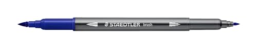 STAEDTLER aquarell Doppelfasermaler Design Journey, blau, feine Spitze und flexible Pinselspitze, wasservermalbar, 10 blaue Filzstifte, 3001-3 von Staedtler