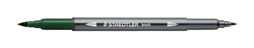 STAEDTLER aquarell Doppelfasermaler Design Journey, erdgrün, feine Spitze und flexible Pinselspitze, wasservermalbar, 10 erdgrüne Filzstifte, 3001-55 von Staedtler