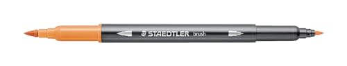 STAEDTLER aquarell Doppelfasermaler Design Journey, hellorange, feine Spitze und flexible Pinselspitze, wasservermalbar, 10 hellorange Filzstifte, 3001-42 von STAEDTLER