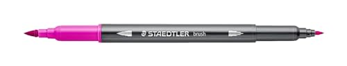 STAEDTLER aquarell Doppelfasermaler Design Journey, magenta, feine Spitze und flexible Pinselspitze, wasservermalbar, 10 magenta Filzstifte, 3001-20 von Staedtler