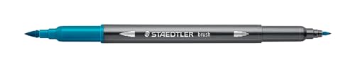 STAEDTLER aquarell Doppelfasermaler Design Journey, opal grün, feine Spitze und flexible Pinselspitze, wasservermalbar, 10 opal grüne Filzstifte, 3001-59 von Staedtler