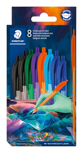 Staedtler ball 4230 M dreikantiger Kugelschreiber, Linienbreite M ca. 1,00 mm, für entspanntes Schreiben, Kartonetui mit 8 Kugelschreiber, sortiert, Edition Multiverse, 4230C8E2-1 von Staedtler