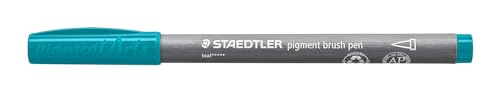 STAEDTLER brush pen pigment Arts, blaugrün, pigmentierte Premium-Zeichentusche, Pinselspitze für variable Linienbreite, wasserfest, schnelltrocknend, 10 brush pens im Kartonetui, 371-355 von Staedtler