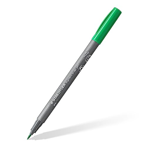 STAEDTLER brush pen pigment Arts, grün, pigmentierte Premium-Zeichentusche, Pinselspitze für variable Linienbreite, wasserfest, schnelltrocknend, brush pen Einzelstift, 371-5 von Staedtler