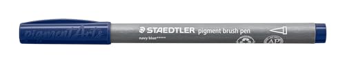 STAEDTLER brush pen pigment Arts, marineblau, pigmentierte Premium-Zeichentusche, Pinselspitze für variable Linienbreite, wasserfest, schnelltrocknend, 10 brush pens im Kartonetui, 371-399 von Staedtler
