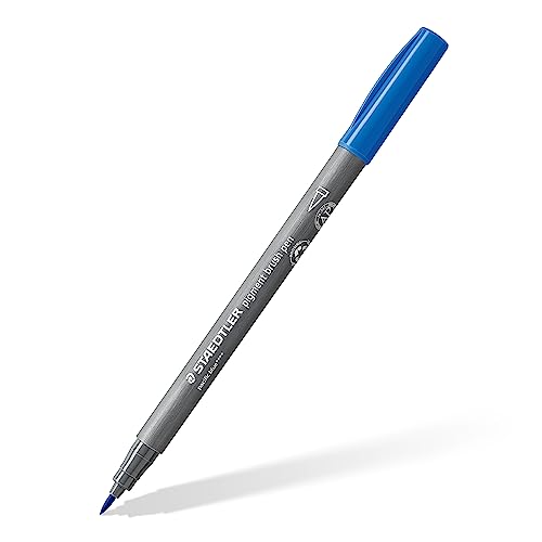 STAEDTLER brush pen pigment Arts, pazifikblau, pigmentierte Premium-Zeichentusche, Pinselspitze für variable Linienbreite, wasserfest, schnelltrocknend, 10 brush pens im Kartonetui, 371-39 von Staedtler