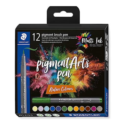 STAEDTLER brush pen pigment Arts, pigmentierte Premium-Zeichentusche, Pinselspitze für variable Linienbreite, wasserfest, 12 brush pens in sortierten nature colours im Kartonetui, 371 C12-3 STAEDTLER brush pen pigment Arts, pigmentierte Premium-Zeichentusche, Pinselspitze für variable Linienbreite, wasserfest, 12 brush pens in sortierten nature colours im Kartonetui, 371 C12-3 von Staedtler