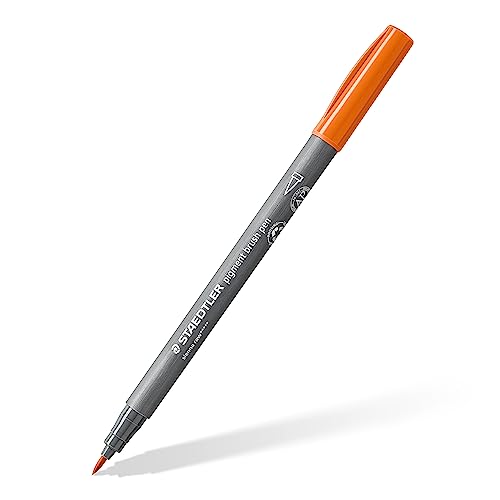 STAEDTLER brush pen pigment Arts, sienna natur, pigmentierte Premium-Zeichentusche, Pinselspitze für variable Linienbreite, wasserfest, schnelltrocknend, 10 brush pens im Kartonetui, 371-730 von Staedtler