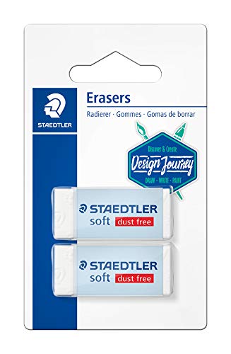 STAEDTLER eraser soft Design Journey, flexibel, Phthalat- und latexfrei, geringe Krümelbildung, Blisterkarte mit 2 Radierern, 526S30BK2C von Staedtler