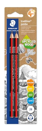 STAEDTLER jumbo 1285 Schreiblernbleistift, Made from Upcycled Wood, Rutschfeste Soft-Oberfläche, Made in Germany, Blisterkarte mit 2 Bleistiften 2B, 1285-0 BK2 STAEDTLER jumbo 1285 Schreiblernbleistift, Made from Upcycled Wood, Rutschfeste Soft-Oberfläche, Made in Germany, Blisterkarte mit 2 Bleistiften 2B, 1285-0 BK2 von Staedtler
