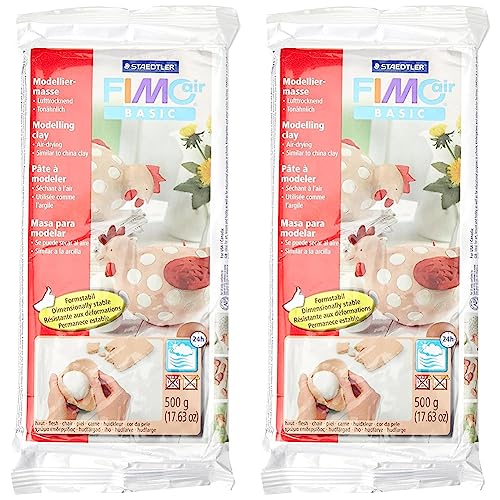 STAEDTLER lufttrocknende Modelliermasse FIMO air, blassrosa,sofort gebrauchsfähig, kein Brennvorgang notwendig,500g, angenehme Haptik, klebt nicht, mind. 95% natürliche Rohstoffe,8100-43,Packung mit 2 STAEDTLER lufttrocknende Modelliermasse FIMO air, blassrosa,sofort gebrauchsfähig, kein Brennvorgang notwendig,500g, angenehme Haptik, klebt nicht, mind. 95% natürliche Rohstoffe,8100-43,Packung mit 2 von Staedtler
