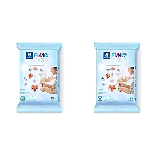 STAEDTLER lufttrocknende Modelliermasse FIMO air light, extra leicht, weiß, sofort gebrauchsfähig, kein Brennvorgang notwendig, 250g, angenehme Haptik, klebt nicht, 8131-0 (Packung mit 2) von Staedtler