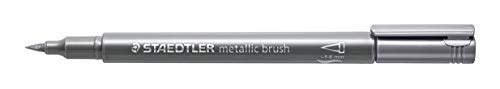 STAEDTLER metallic brush Marker, Pinselspitze, Lininenbreite 1-6 mm, deckend auf hellem und dunklem Papier, leicht abwischbar von glatten Oberflächen, 10 Stifte, silber, 8321-81 STAEDTLER metallic brush Marker, Pinselspitze, Lininenbreite 1-6 mm, deckend auf hellem und dunklem Papier, leicht abwischbar von glatten Oberflächen, 10 Stifte, silber, 8321-81 von Staedtler
