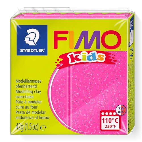 STAEDTLER ofenhärtende Modelliermasse FIMO kids, glitter pink, extra weich und geschmeidig, speziell für Kinder, Normalblock 42g, 8030-262 STAEDTLER ofenhärtende Modelliermasse FIMO kids, glitter pink, extra weich und geschmeidig, speziell für Kinder, Normalblock 42g, 8030-262 von Staedtler
