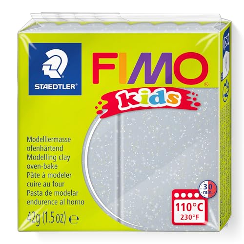 STAEDTLER ofenhärtende Modelliermasse FIMO kids, glitter silber, extra weich und geschmeidig, speziell für Kinder, Normalblock 42g, 8030-812 STAEDTLER ofenhärtende Modelliermasse FIMO kids, glitter silber, extra weich und geschmeidig, speziell für Kinder, Normalblock 42g, 8030-812 von Staedtler