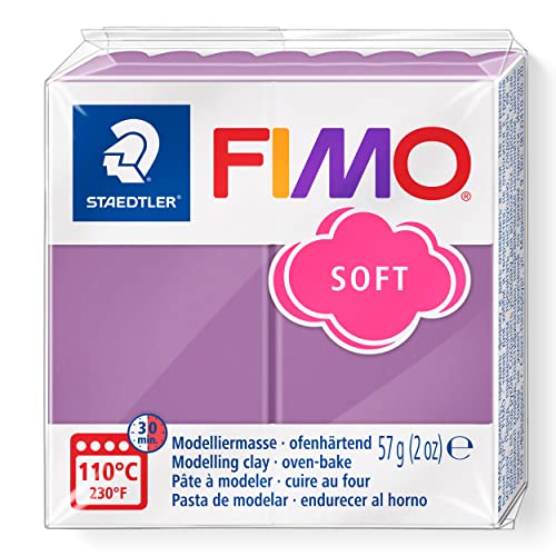STAEDTLER ofenhärtende Modelliermasse FIMO soft, blueberry shake, weich und geschmeidig, speziell für Einsteiger und Hobbykünstler, Normalblock 57g, 8020-T60 von Staedtler