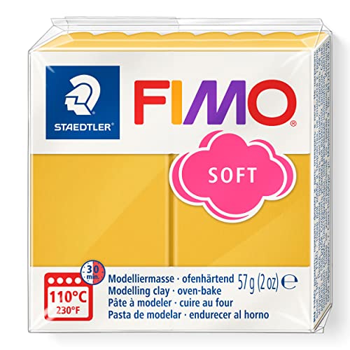 STAEDTLER ofenhärtende Modelliermasse FIMO soft, mango caramel, weich und geschmeidig, speziell für Einsteiger und Hobbykünstler, Normalblock 57g, 8020-T10 von Staedtler