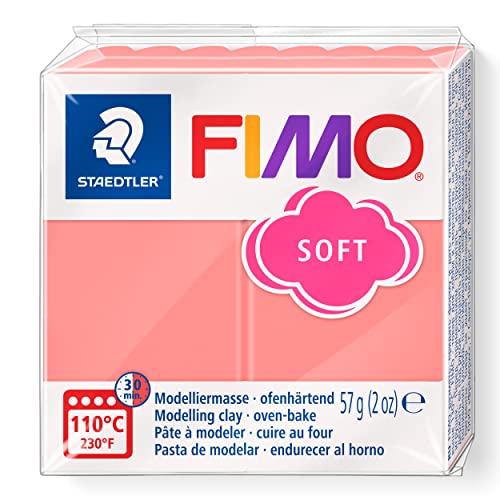 STAEDTLER ofenhärtende Modelliermasse FIMO soft, pink grapefruit, weich und geschmeidig, speziell für Einsteiger und Hobbykünstler, Normalblock 57g, 8020-T20 von Staedtler