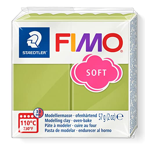 STAEDTLER ofenhärtende Modelliermasse FIMO soft, pistachio nut, weich und geschmeidig, speziell für Einsteiger und Hobbykünstler, Normalblock 57g, 8020-T50 von Staedtler