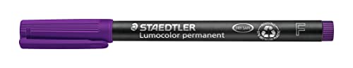 STAEDTLER permanent Marker Lumocolor, violett, F-Spitze Linienbreite ca. 0,6 mm, wisch- und wasserfest, Made in Germany, lange Lebensdauer, 10 violette Universalstifte im Kartonetui, 318-6 von Staedtler