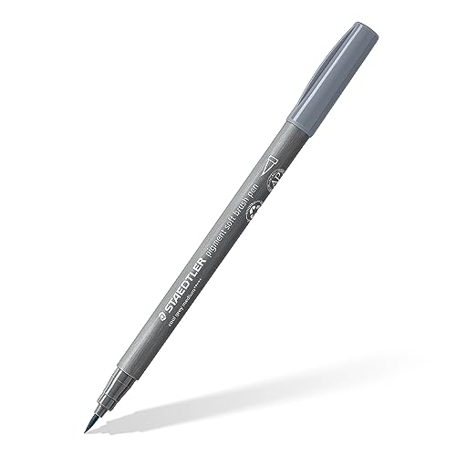 STAEDTLER soft brush pen pigment Arts, medium kaltgrau, softe Pinselspitze für besonders variable Linienbreiten, pigmentierte Premium-Zeichentusche, wasserfest, brush pen Einzelstift, 372-87 von Staedtler