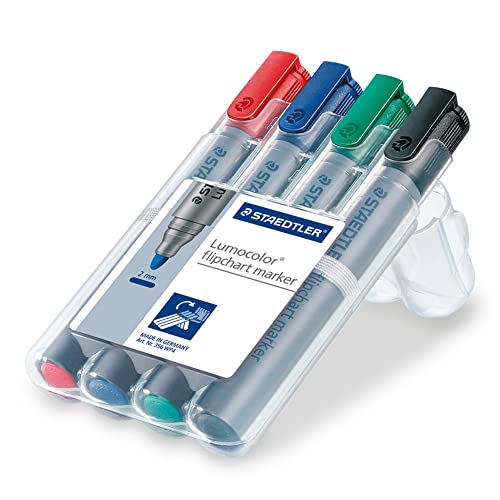 Staedtler® Flipchart-Marker Lumocolor® 356, nachfüllbar, 2 mm, Box mit 4 Farben; Packungsinhalt: 4 Farben von STAEDTLER