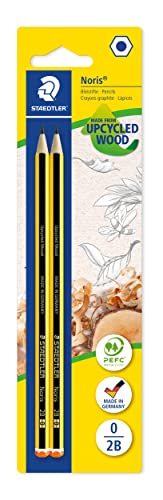 STAEDTLER Bleistift Noris 120, Made from Upcycled Wood, Härtegrad 2B, Rutschfeste Soft-Oberfläche, hohe Buchfestigkeit, hohe Qualität Made in Germany, Blisterkarte mit 2 Stück, 120-0 BK2D STAEDTLER Bleistift Noris 120, Made from Upcycled Wood, Härtegrad 2B, Rutschfeste Soft-Oberfläche, hohe Buchfestigkeit, hohe Qualität Made in Germany, Blisterkarte mit 2 Stück, 120-0 BK2D von Staedtler