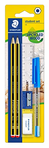 STAEDTLER Studenten Set mit 2 x Noris 120 Bleistifte Made from Upcycled Wood in Härtegrad HB, 1 x Kugelschreiber Stick blau, 1 x Lineal 15 cm, 1 x Radierer und 1 x Spitzer, 120SET BKD STAEDTLER Studenten Set mit 2 x Noris 120 Bleistifte Made from Upcycled Wood in Härtegrad HB, 1 x Kugelschreiber Stick blau, 1 x Lineal 15 cm, 1 x Radierer und 1 x Spitzer, 120SET BKD von Staedtler