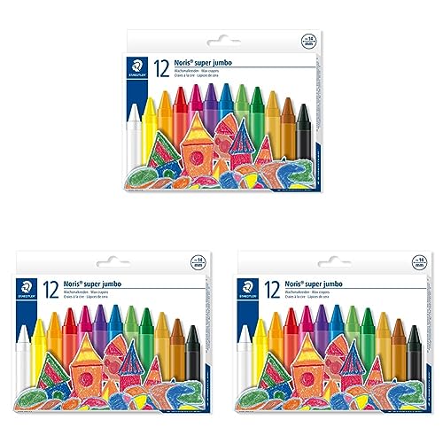 Staedtler 226 NC12 - Noris Club Super Jumbo Wachsmalkreide, 12 Stück im Etui (Packung mit 3) von Staedtler