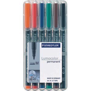 Staedtler 317 WP6 schwarz, blau, braun, grün, orange, rot 6 (S) Permanent Marker – Permanent Marker (schwarz, blau, braun, grün, orange, rot, schwarz, transparent, Polypropylen, 1 mm, 6 Pc (S)) von STAEDTLER