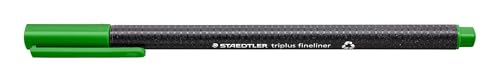 Staedtler 334-52 Fineliner triplus Dreikantschaft im Kartonetui, metallgefasste Spitze, circa 0, 3 mm, 10 Stück, saftgrün von Staedtler