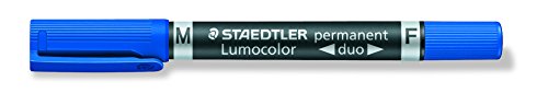 Staedtler 348 B-3 Permanentmarker Lumocolor duo - nachfüllbar, 0,6 mm und 1,5-4 mm, blau von Staedtler