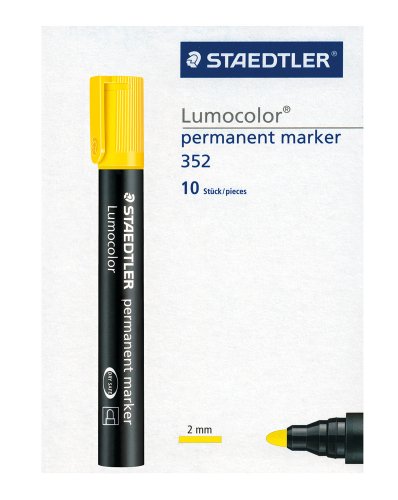 Staedtler 352-1 Lumocolor Marker permanent Rundspitze, 2 mm, 10 Stück, gelb Staedtler 352-1 Lumocolor Marker permanent Rundspitze, 2 mm, 10 Stück, gelb von Staedtler